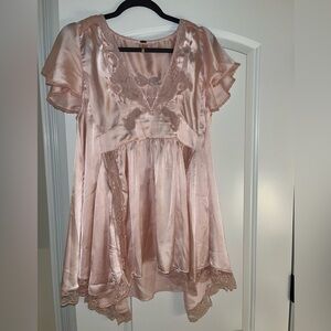 FREE PEOPLE baby pink satin mini dress